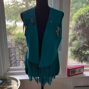 HB suede turquoise western vest size M